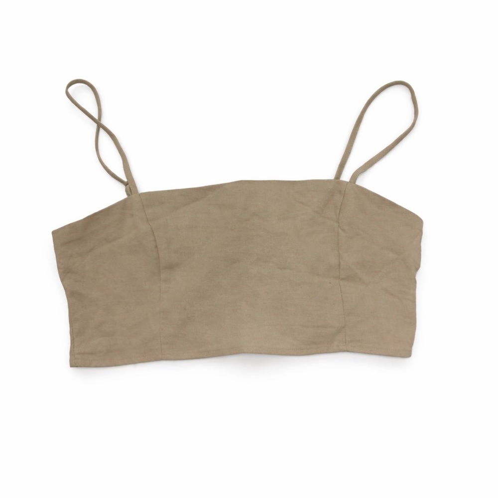 Forever 21 Beige Smocked Crop Top